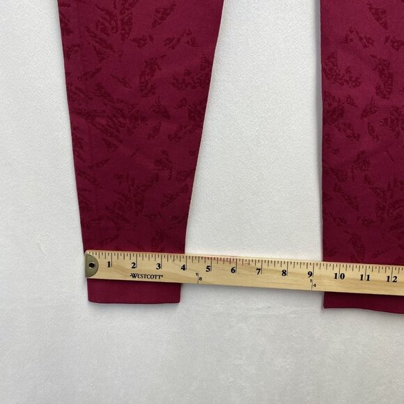 Women Mid-Rise Butt Lift Compression Yoga Leggings Large Red Tummy Control - Picture 11 of 15